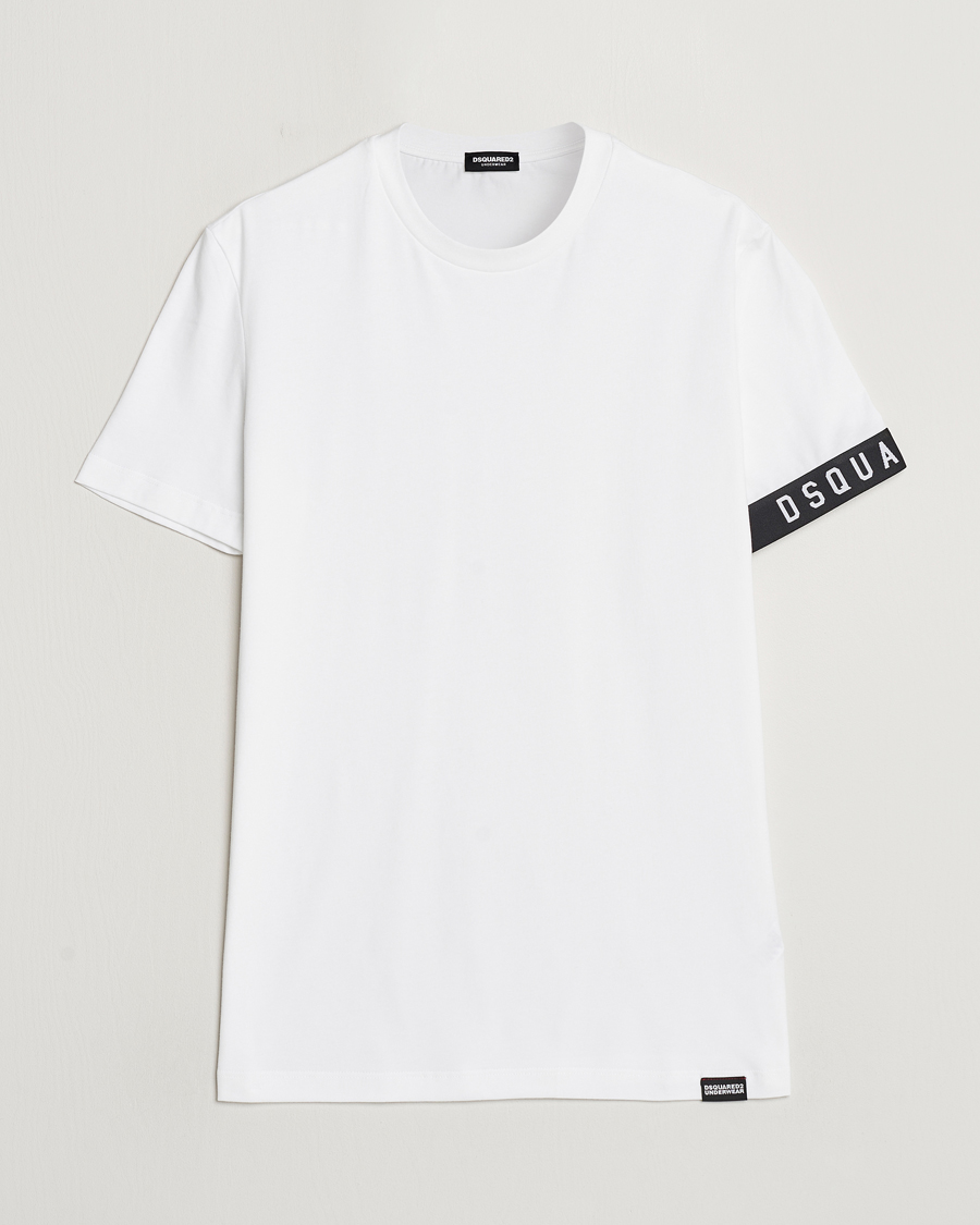 Homme | T-shirts | Dsquared2 | Taped Logo Crew Neck T-Shirt White/Black