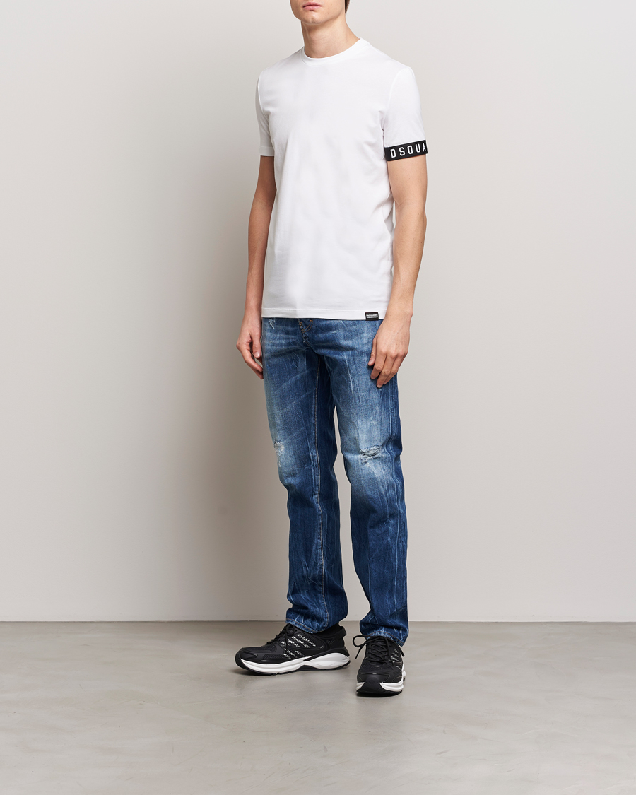Homme | T-shirts | Dsquared2 | Taped Logo Crew Neck T-Shirt White/Black