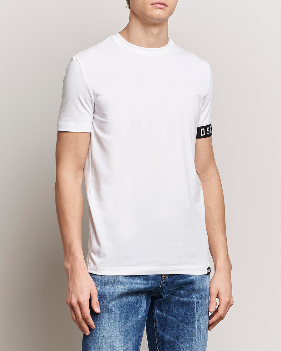 Homme | Soldes | Dsquared2 | Taped Logo Crew Neck T-Shirt White/Black
