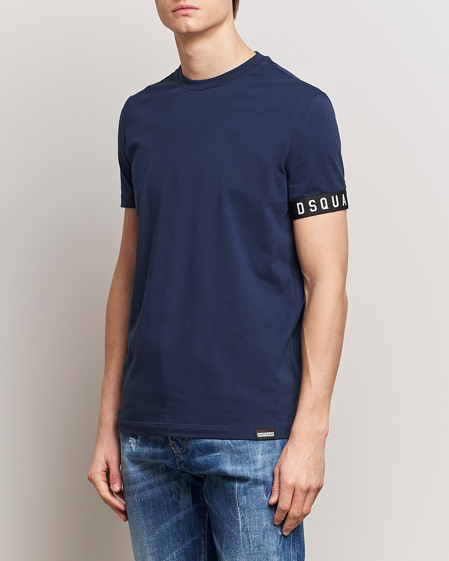 Homme | Dsquared2 | Dsquared2 | Taped Logo Crew Neck T-Shirt Navy/White