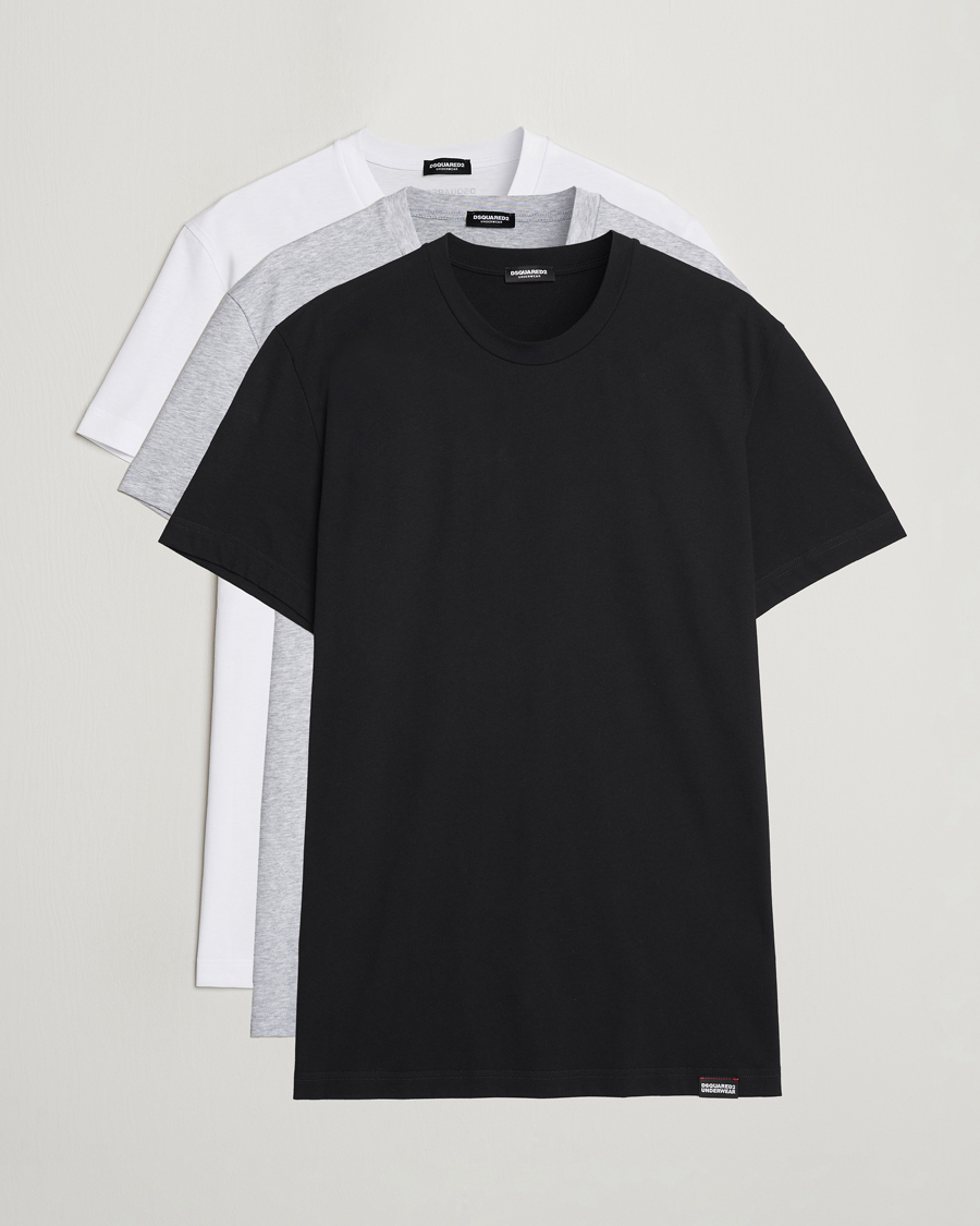 Homme | T-shirts | Dsquared2 | 3-Pack Cotton Crew Neck T-Shirt White/Grey/Black