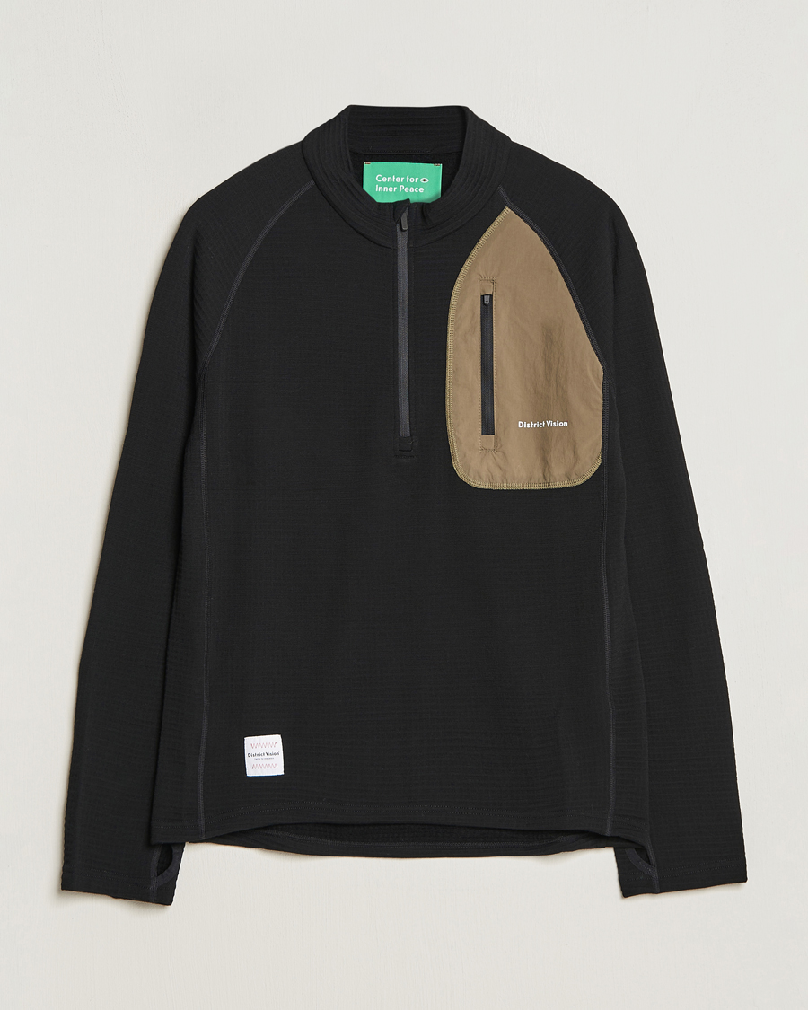 Homme | Pulls Et Tricots | District Vision | Half-Zip Merino Grid Fleece Black