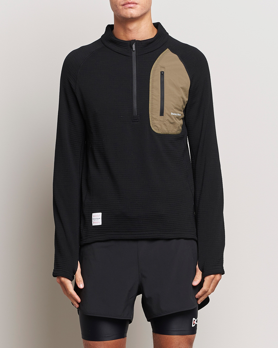 Homme | Pulls Et Tricots | District Vision | Half-Zip Merino Grid Fleece Black