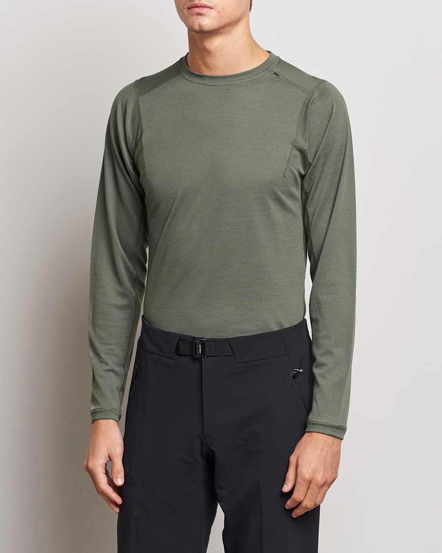 Homme | T-shirts | Snow Peak | Recycled Polyester/Wool Long Sleeve T-Shirt Olive