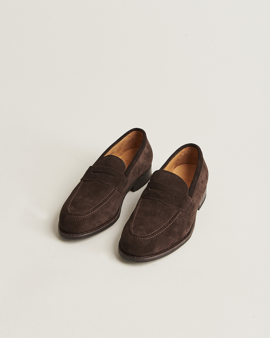Homme | Chaussures | Myrqvist | Stenhammar Loafer Dark Brown Suede
