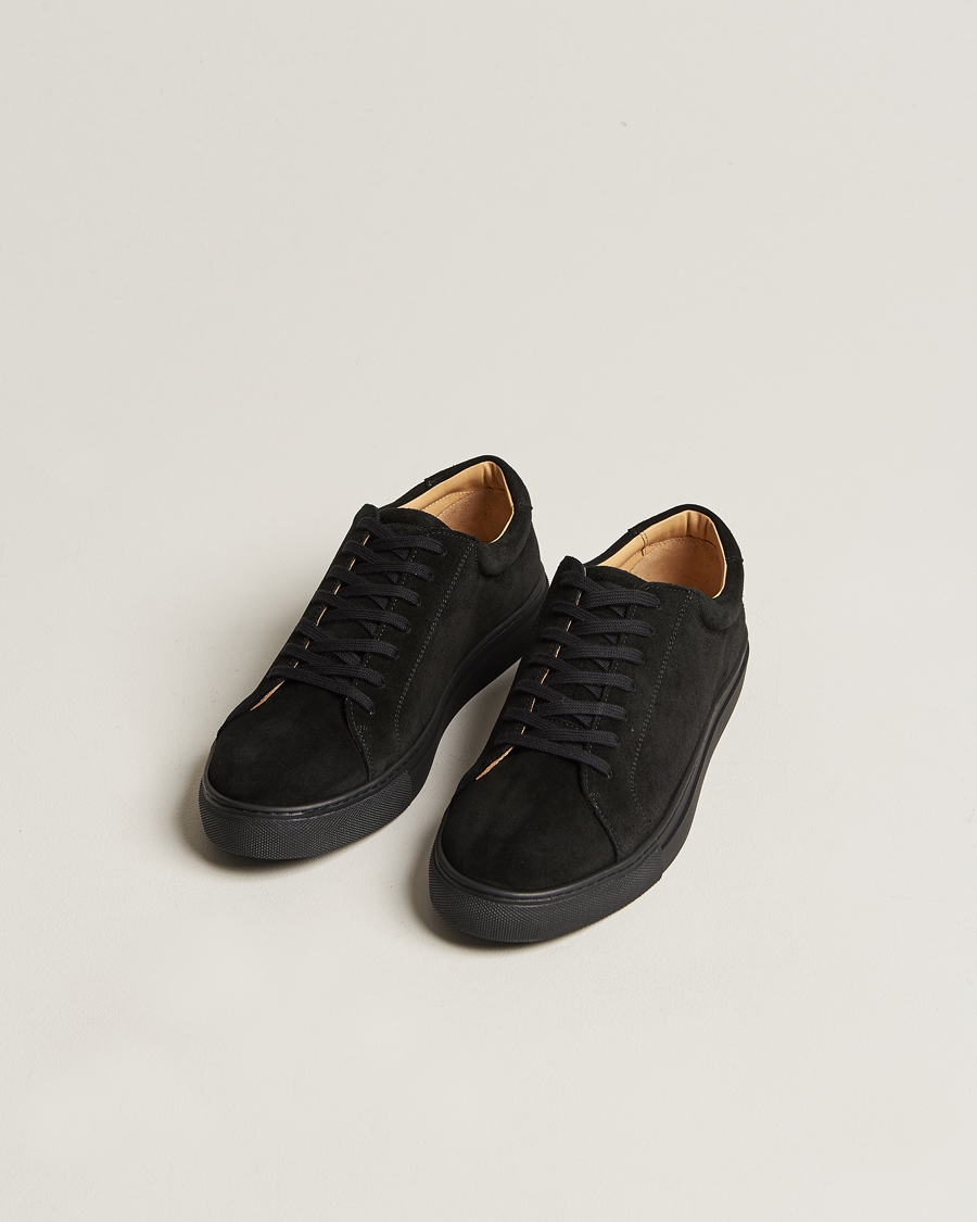 Homme | Chaussures | Myrqvist | Oaxen Monochrome Sneaker Black Suede