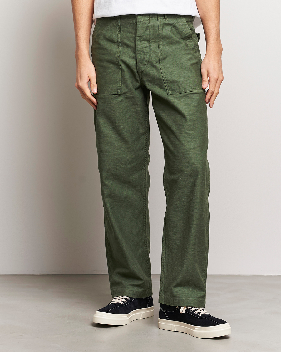 Homme | Chinos | orSlow | Regular Fit Original Sateen Fatigue Pants Green