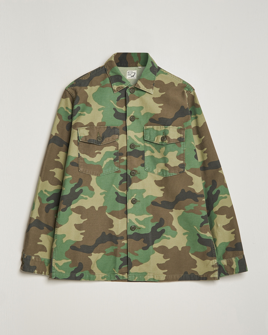 Homme | Chemises | orSlow | Cotton Sateen US Army Overshirt Woodland Camo