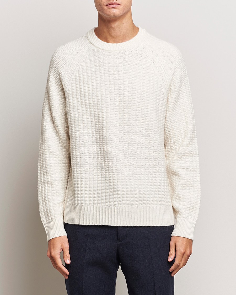 Homme | Pulls Et Tricots | GANT | Textured Raglan Knitted Crew Neck Cream