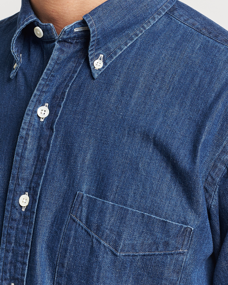 Homme | Chemises | Kamakura Shirts | Vintage Ivy Denim Button Down Shirt Dark Indigo