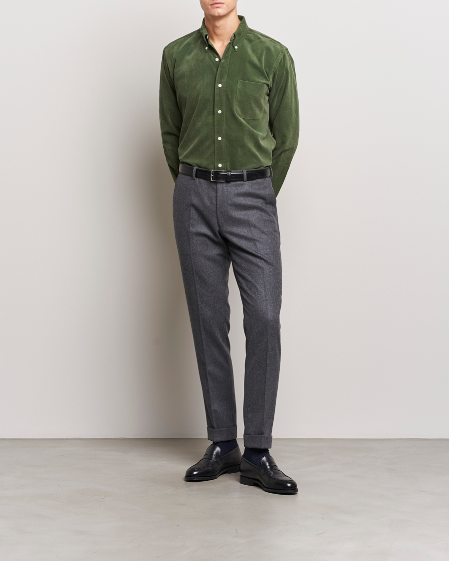 Homme | Chemises | Kamakura Shirts | Vintage Ivy Japanese Corduroy Shirt Green