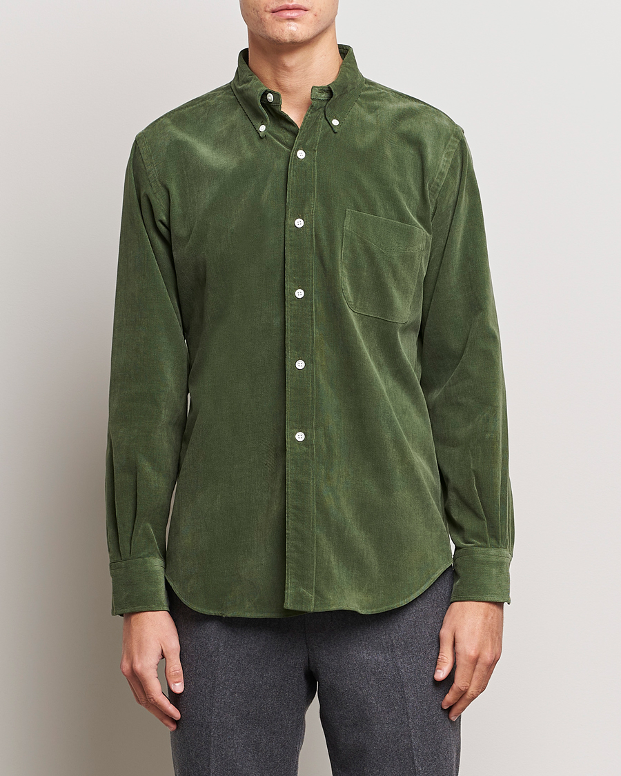 Homme | Chemises | Kamakura Shirts | Vintage Ivy Japanese Corduroy Shirt Green
