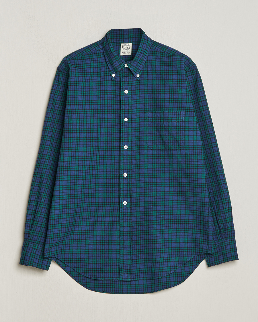 Homme | Chemises | Kamakura Shirts | Vintage Ivy Blackwatch Flannel Shirt Navy/Green