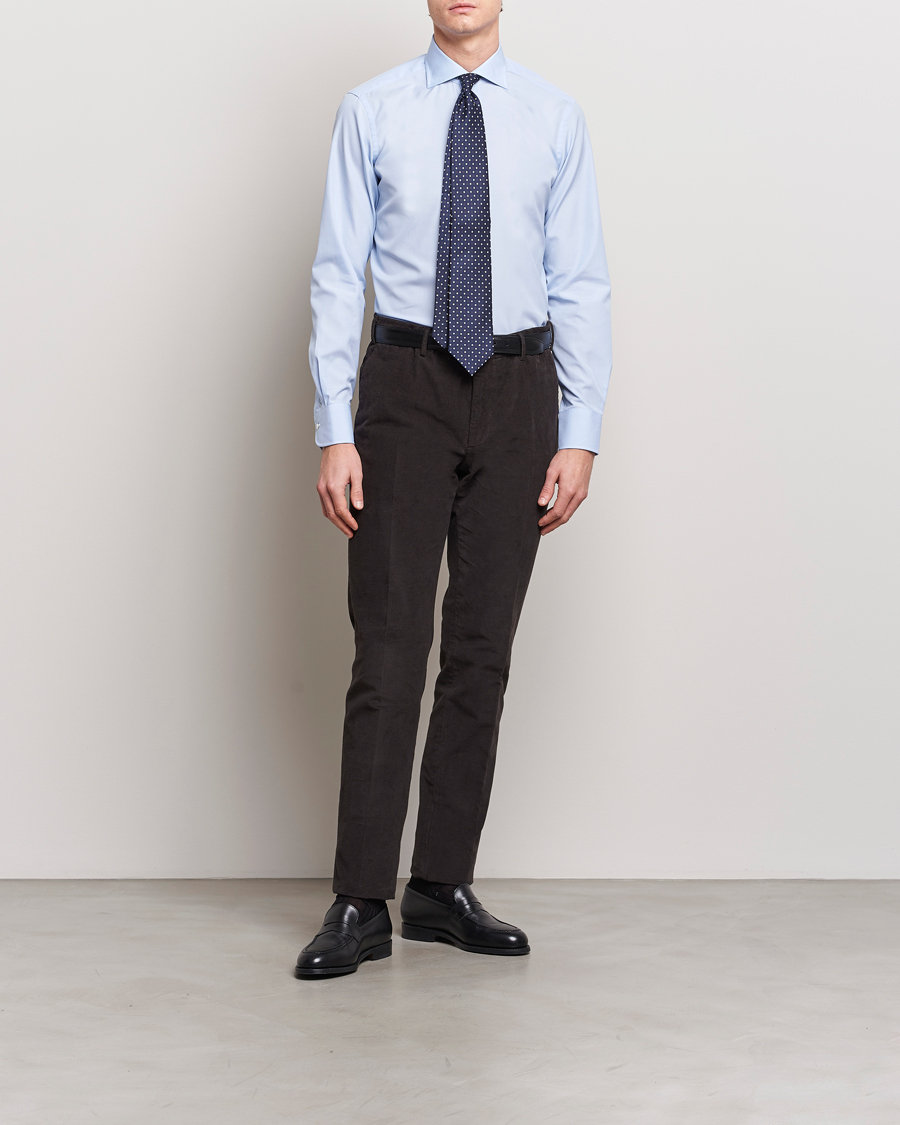 Homme | Chemises | Kamakura Shirts | Slim Fit Broadcloth Shirt Light Blue
