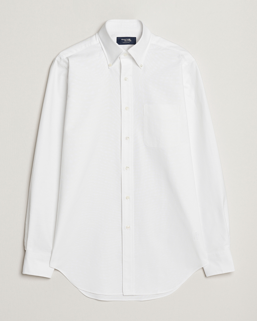Homme | Chemises | Kamakura Shirts | Slim Fit Oxford Button Down Shirt White