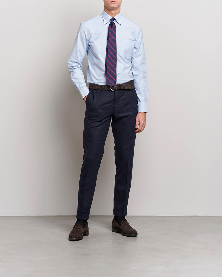 Homme | Chemises | Kamakura Shirts | Slim Fit Oxford Button Down Shirt Light Blue