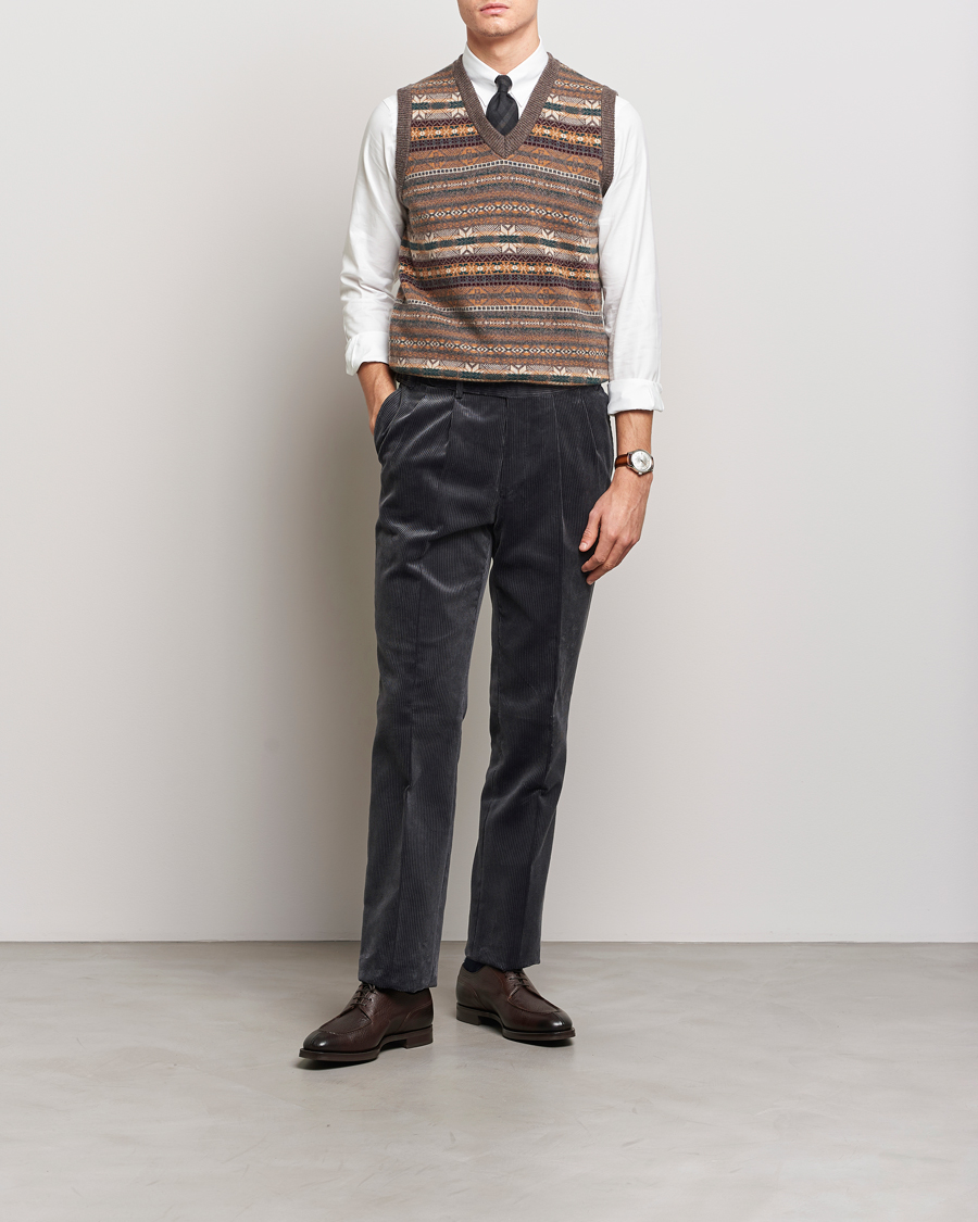 Homme | Pulls Et Tricots | Beams F | Cashmere Fairisle Vest Dark Brown