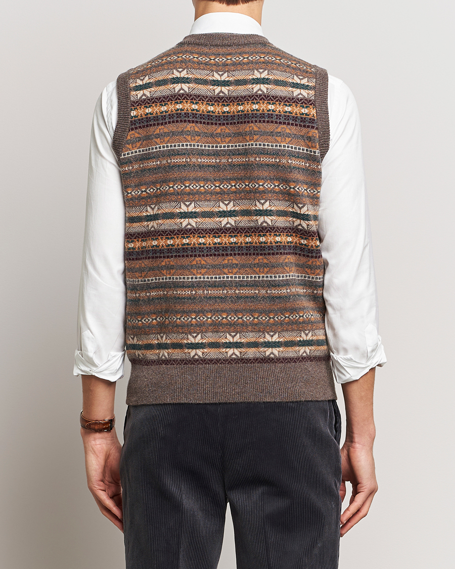 Homme | Pulls Et Tricots | Beams F | Cashmere Fairisle Vest Dark Brown