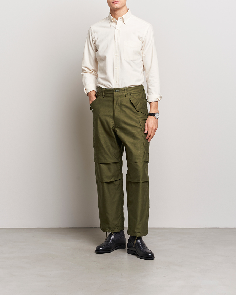 Homme | Chemises | Beams F | Cotton Flannel Button Down Shirt Off White