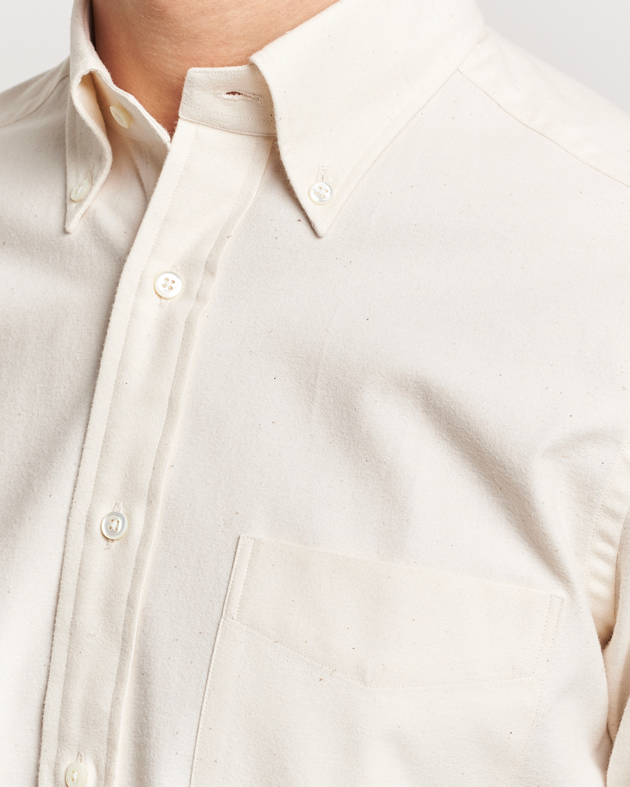 Homme | Chemises | Beams F | Cotton Flannel Button Down Shirt Off White