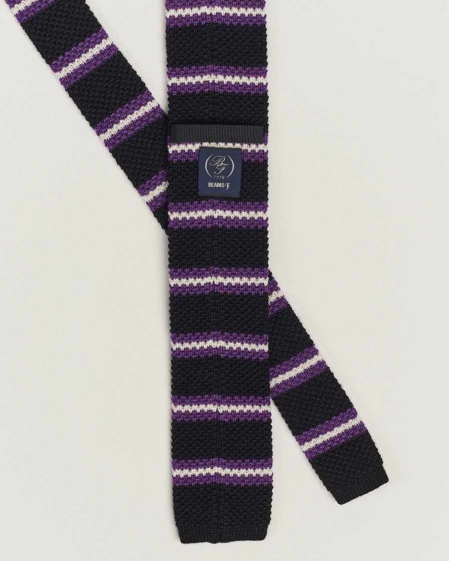 Homme | Beams F Striped Wool Tie Black/Purple | Beams F | Striped Wool Tie Black/Purple