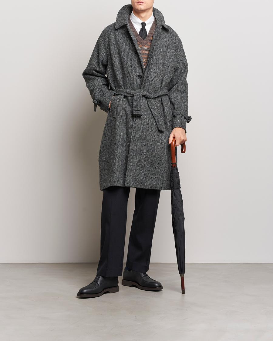 Homme | Manteaux Et Vestes | Beams F | Harris Tweed Raglan Coat Dark Grey