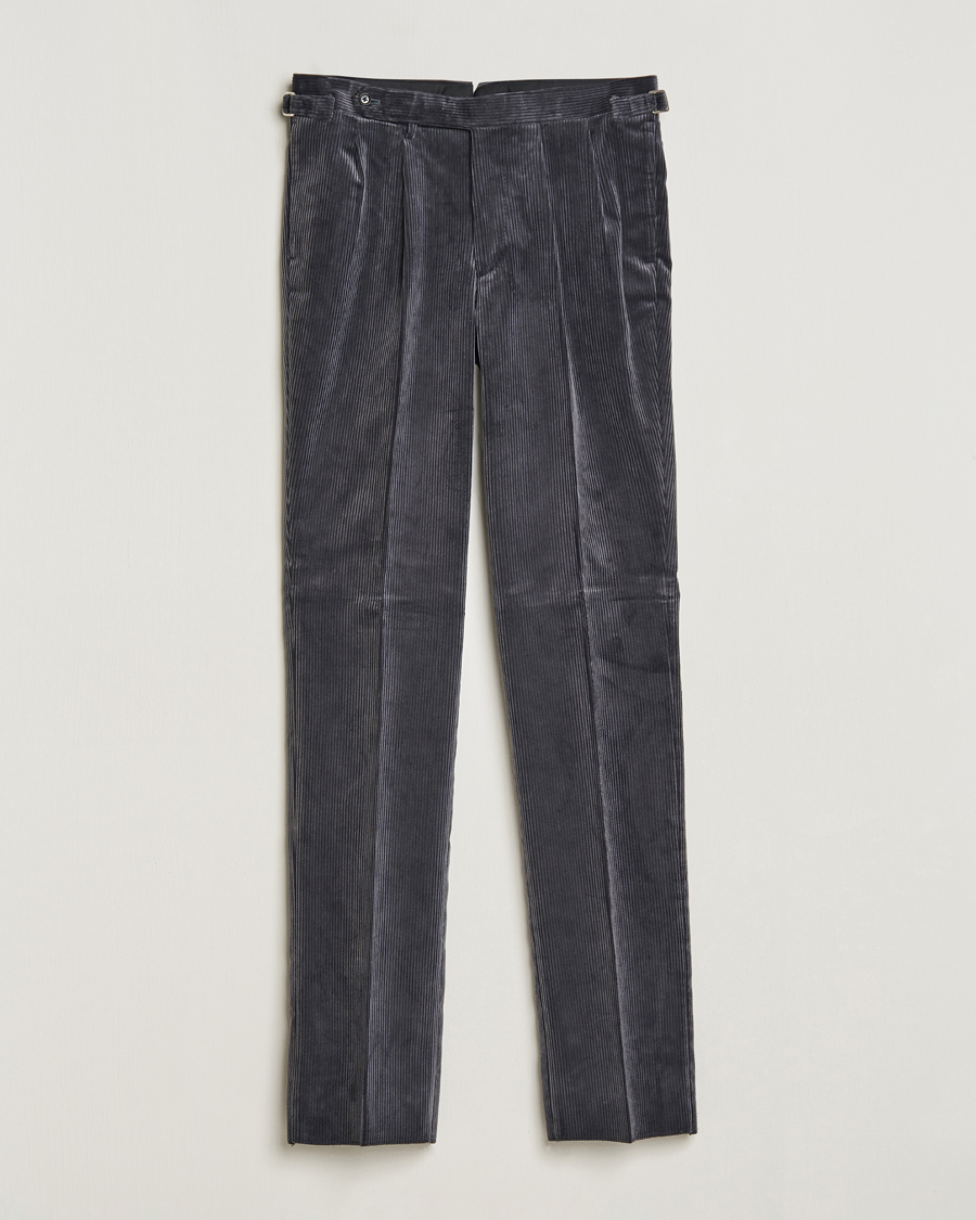 Homme | Pantalons | Beams F | Corduroy Side Adjuster Trousers Charcoal