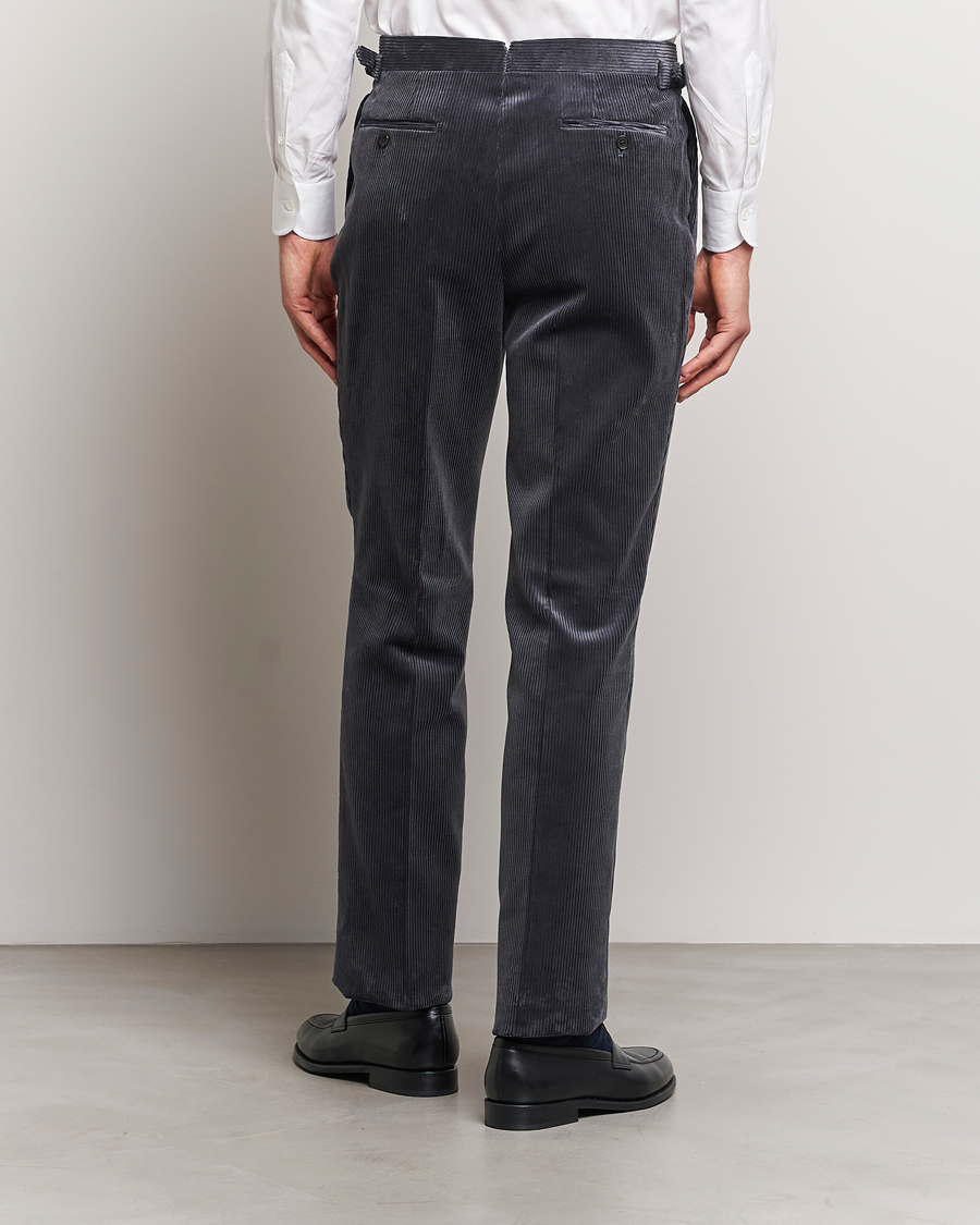 Homme | Pantalons | Beams F | Corduroy Side Adjuster Trousers Charcoal