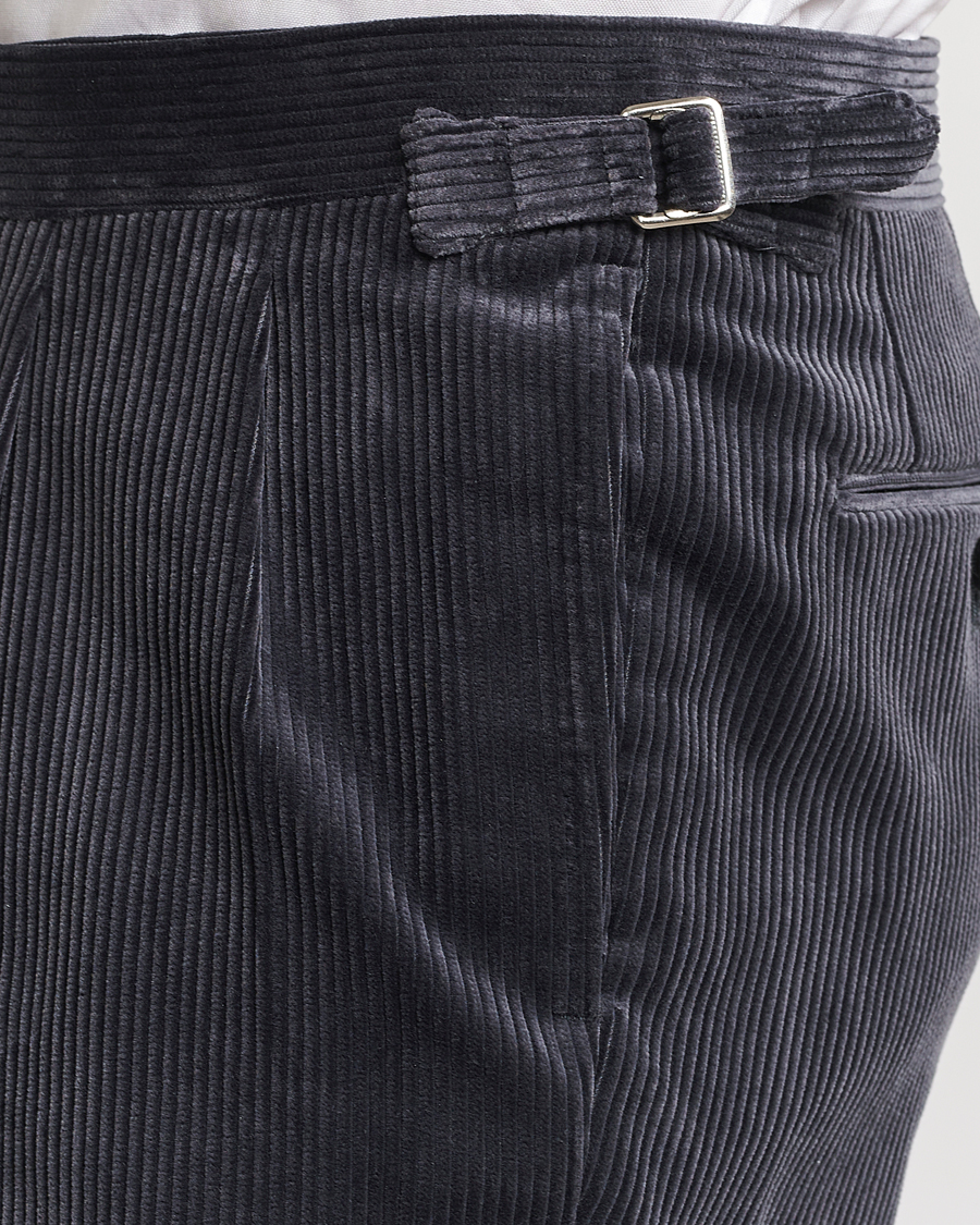 Homme | Pantalons | Beams F | Corduroy Side Adjuster Trousers Charcoal