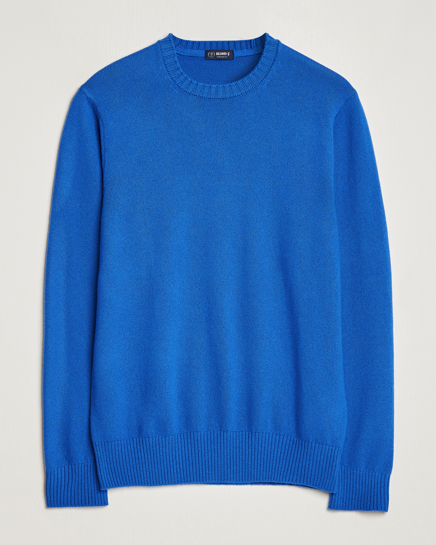 Homme | Pulls Et Tricots | Beams F | Cashmere Crew Neck Jumper Royal Blue
