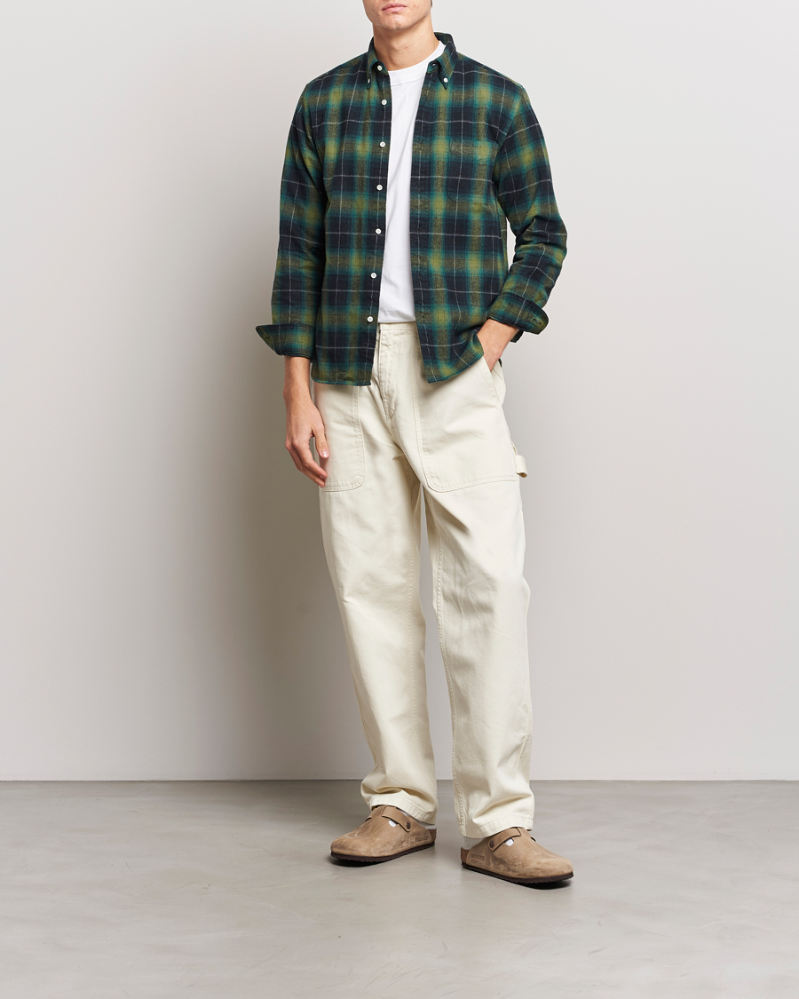 Homme | Chemises | BEAMS PLUS | Shaggy Flannel Button Down Shirt Green Check