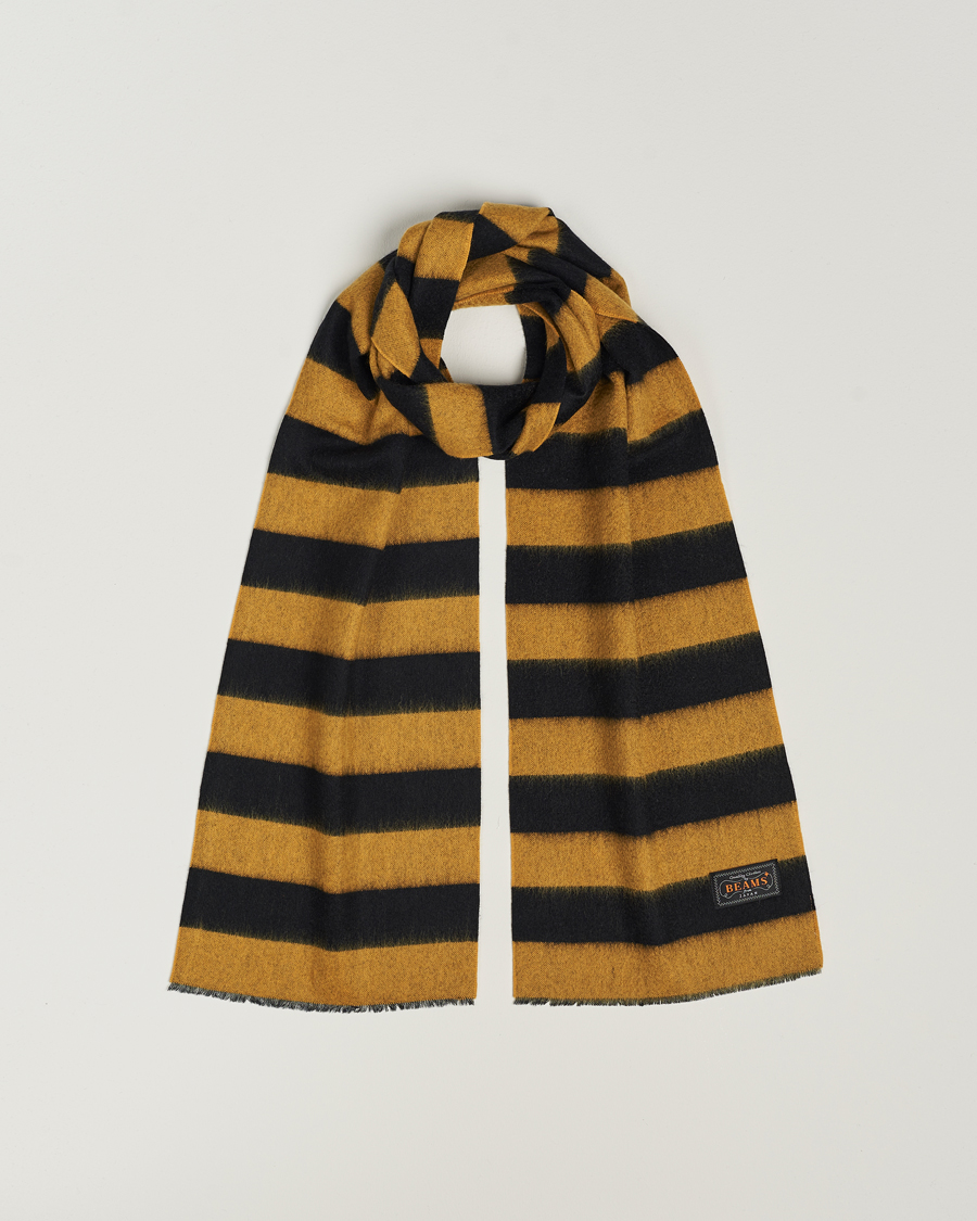 Homme | BEAMS PLUS Cashmere Stripe Scarf Black/Yellow | BEAMS PLUS | Cashmere Stripe Scarf Black/Yellow