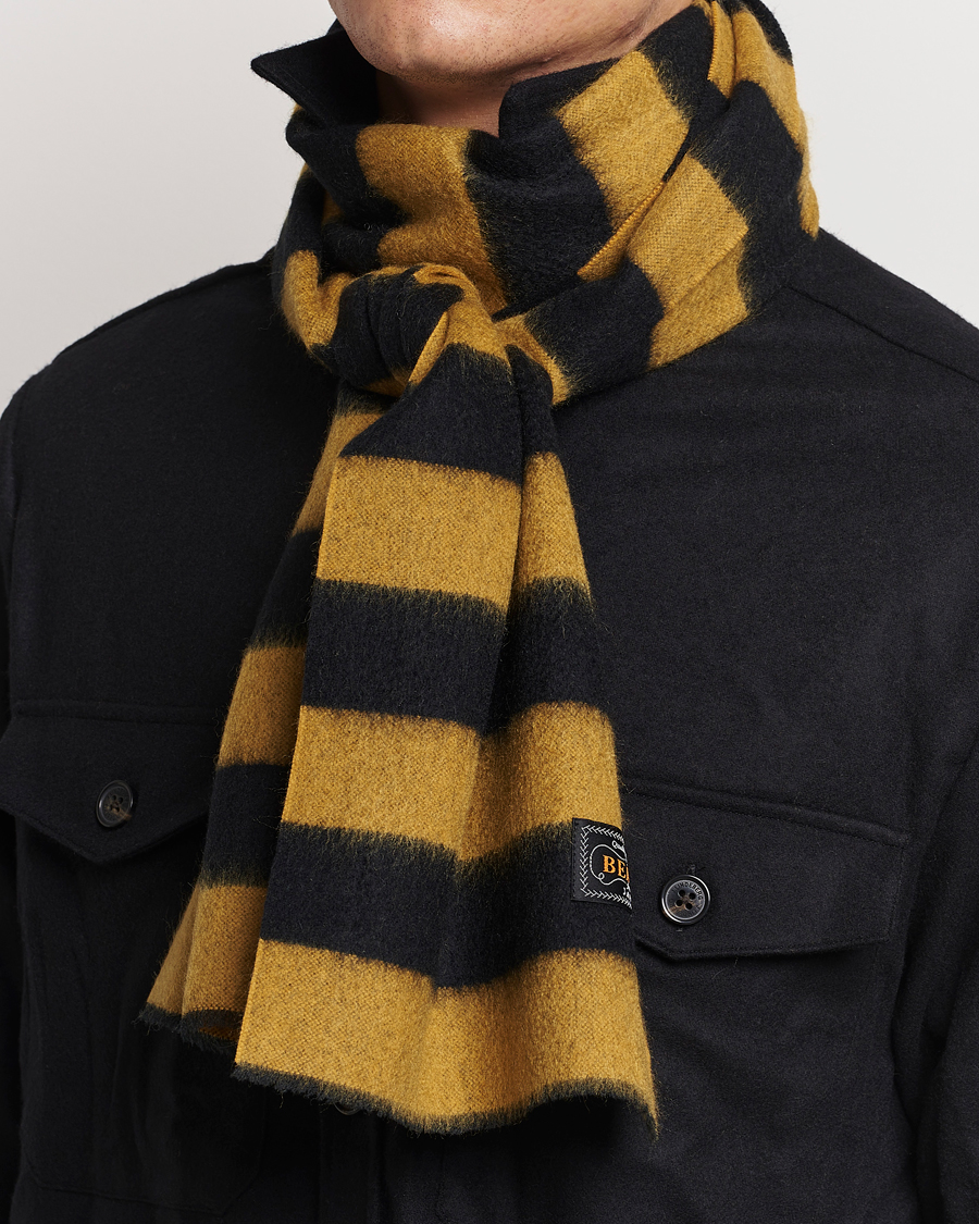 Homme | BEAMS PLUS Cashmere Stripe Scarf Black/Yellow | BEAMS PLUS | Cashmere Stripe Scarf Black/Yellow
