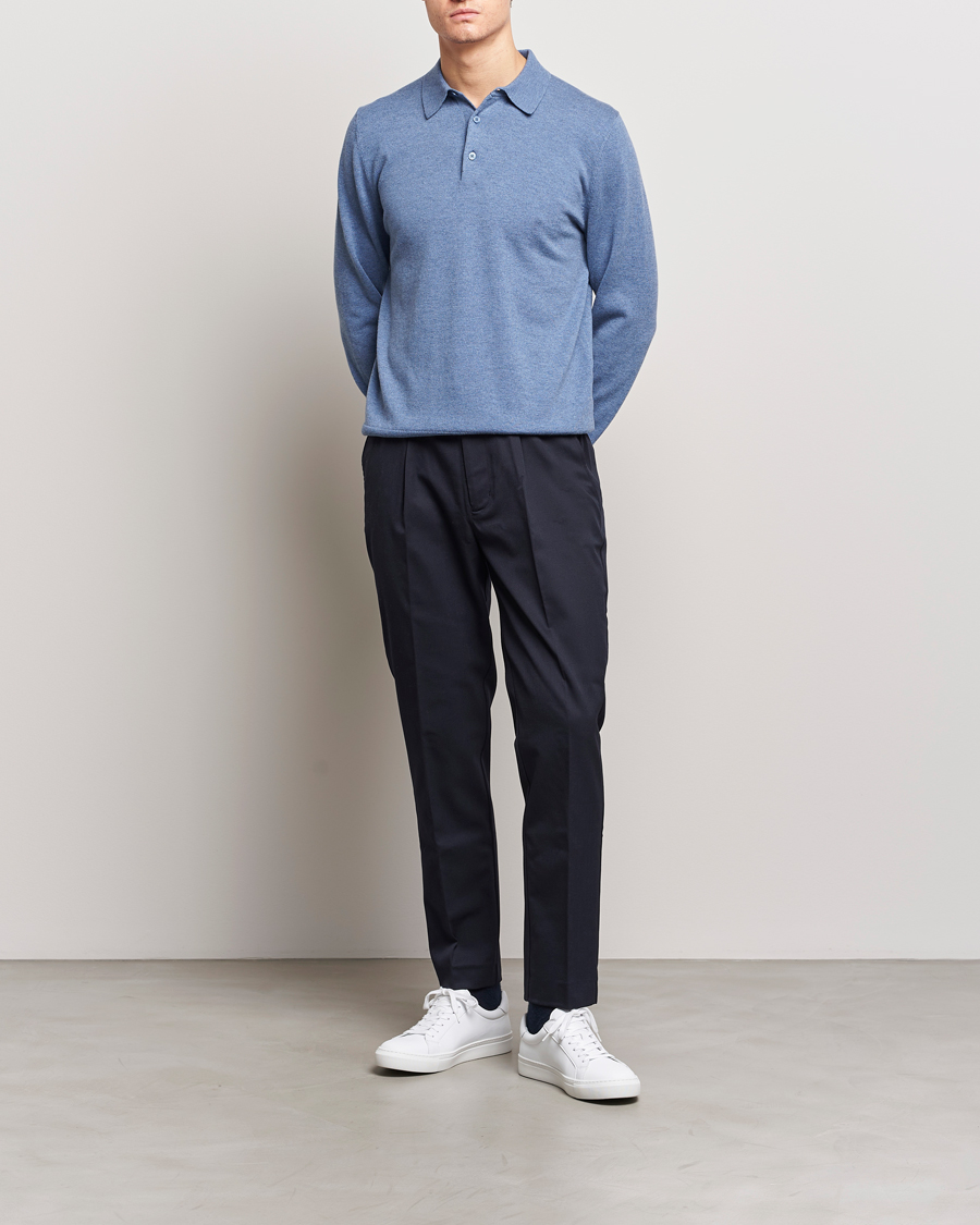Homme | Pulls Et Tricots | Filippa K | Knitted Polo Shirt Paris Blue