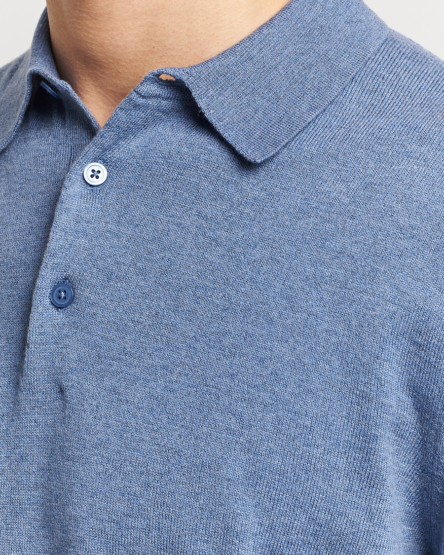 Homme | Pulls Et Tricots | Filippa K | Knitted Polo Shirt Paris Blue