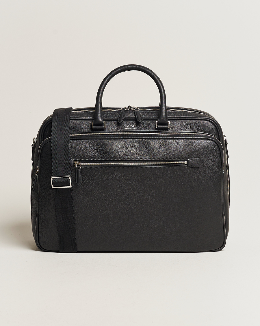 Homme | Canali Grain Leather Weekend Bag Black | Canali | Grain Leather Weekend Bag Black