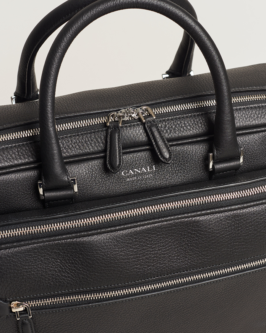 Homme | Canali Grain Leather Weekend Bag Black | Canali | Grain Leather Weekend Bag Black