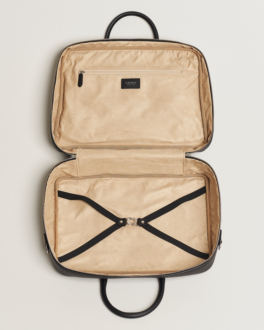 Homme | Canali Grain Leather Weekend Bag Black | Canali | Grain Leather Weekend Bag Black