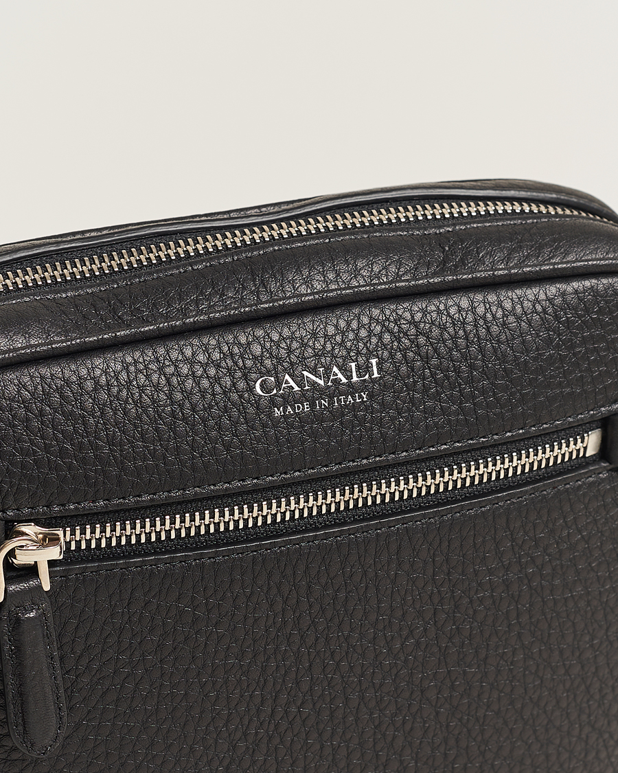 Homme | Canali Grain Leather Shoulder Bag Black | Canali | Grain Leather Shoulder Bag Black