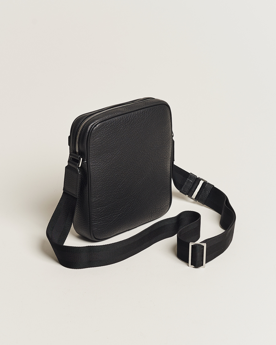 Homme | Canali Grain Leather Shoulder Bag Black | Canali | Grain Leather Shoulder Bag Black