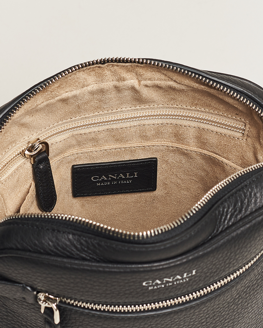 Homme | Canali Grain Leather Shoulder Bag Black | Canali | Grain Leather Shoulder Bag Black