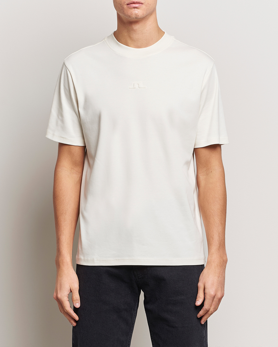 Homme | T-shirts | J.Lindeberg | Adnan Logo Mock Neck T-Shirt Cloud White