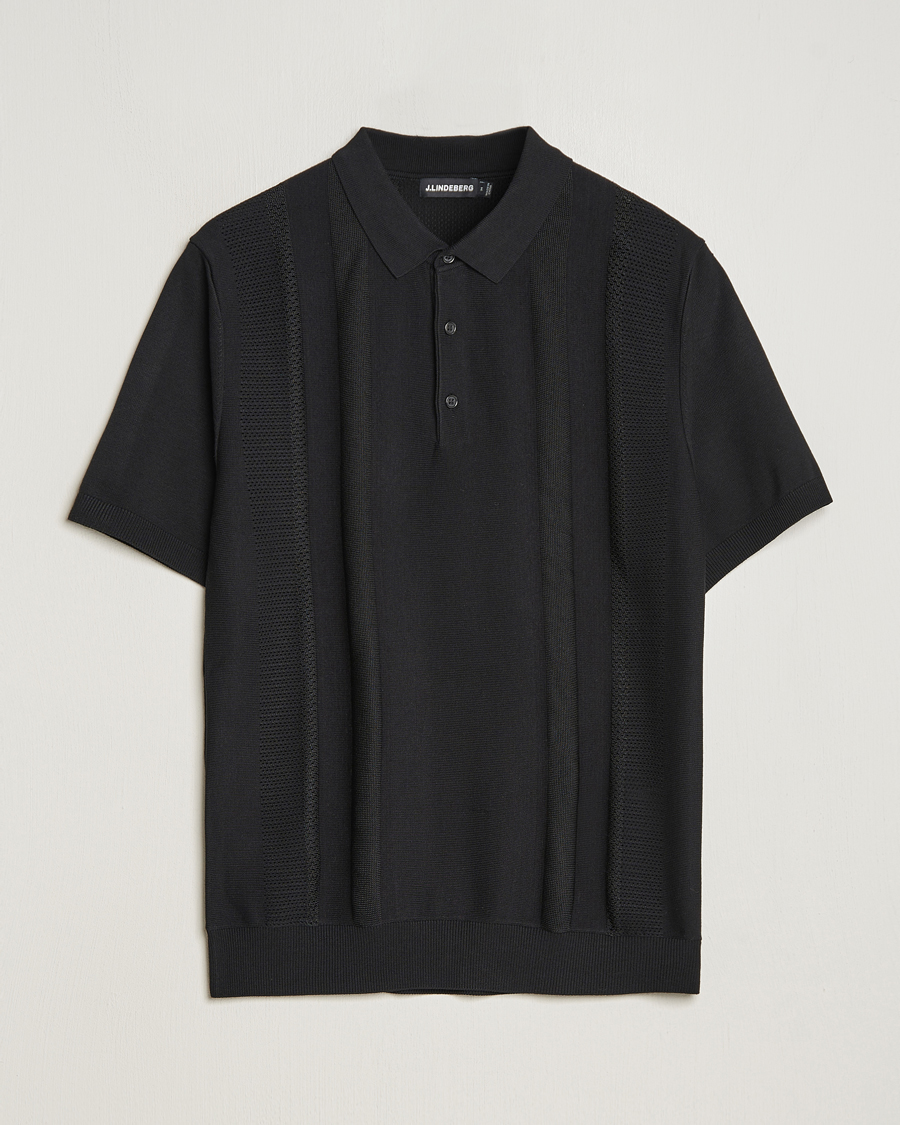 Homme | Polos | J.Lindeberg | Ryce Texture Blocking Polo Black
