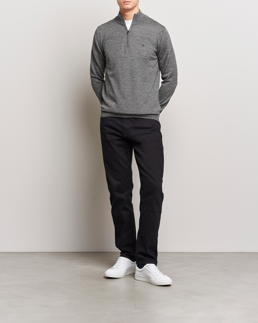 Homme | Pulls Et Tricots | J.Lindeberg | Kiyan Quarter Zip Wool Sweater Black Melange