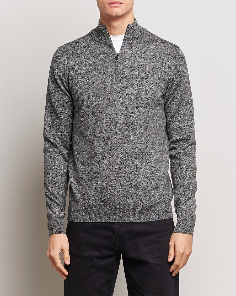 Homme |  | J.Lindeberg | Kiyan Quarter Zip Wool Sweater Black Melange