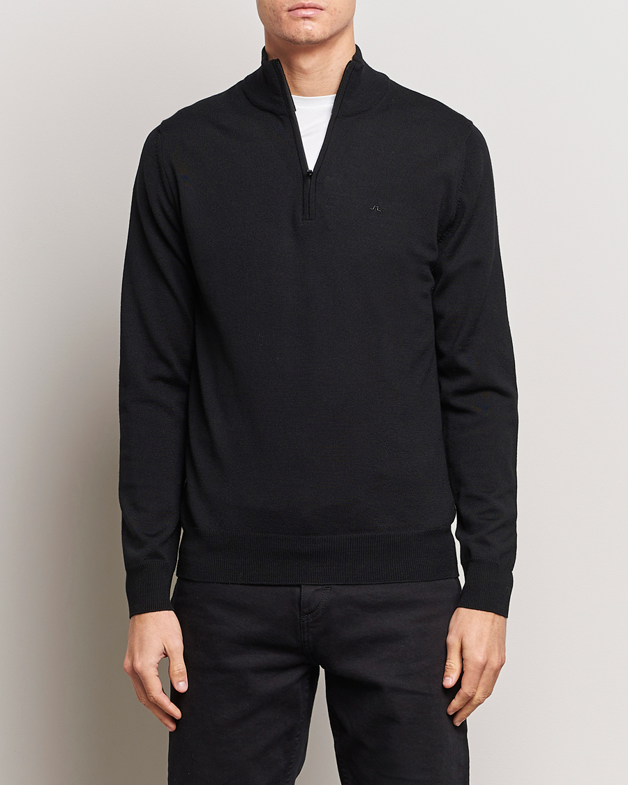 Homme | Pulls Et Tricots | J.Lindeberg | Kiyan Quarter Zip Wool Sweater Black