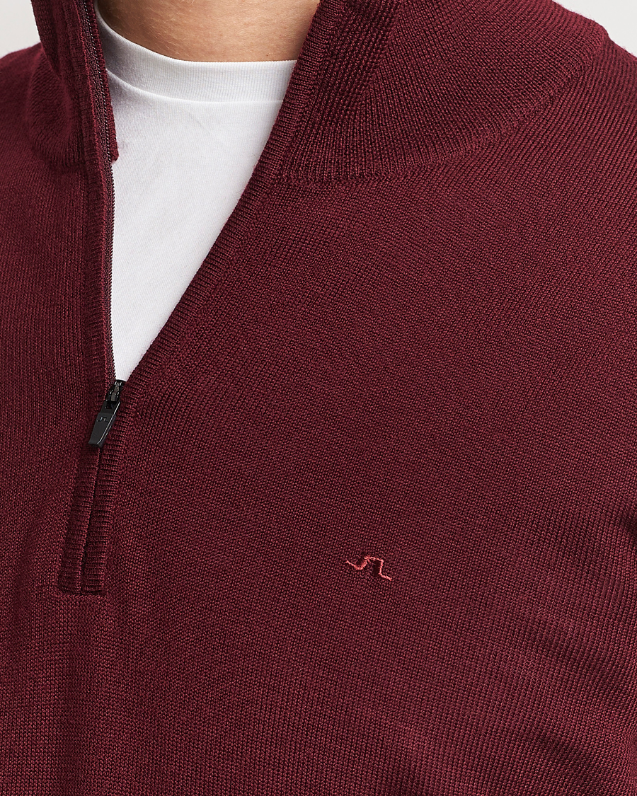 Homme | Pulls Et Tricots | J.Lindeberg | Kiyan Quarter Zip Wool Sweater Zinfandel