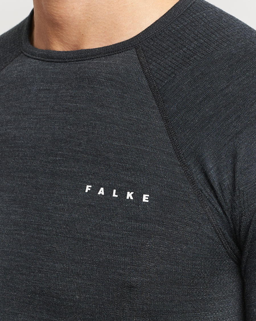 Homme | T-shirts | Falke | Long Sleeve Wool Tech Shirt Black