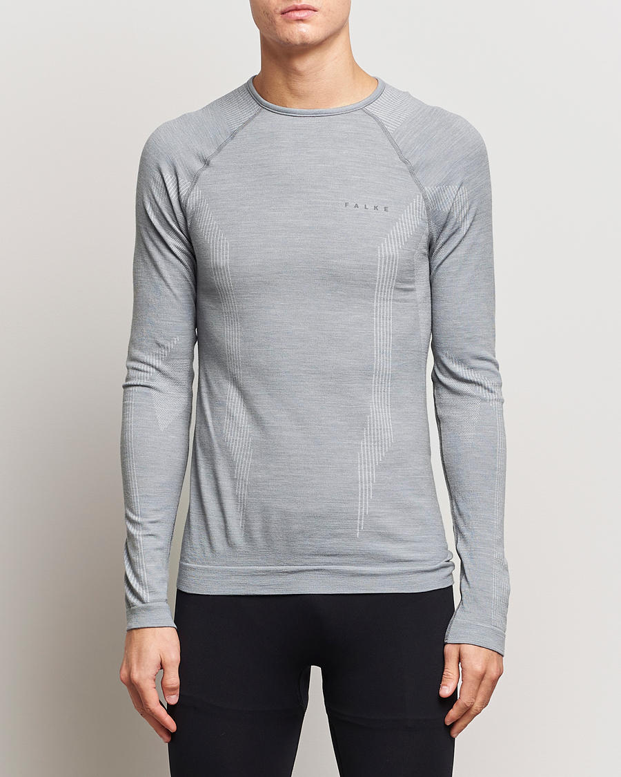 Homme | T-shirts | Falke Sport | Falke Long Sleeve Wool Tech Shirt Grey Heather