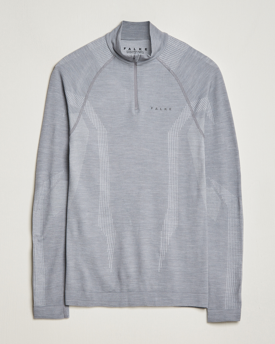 Homme | Pulls Et Tricots | Falke Sport | Falke Long Sleeve Wool Tech half Zip Shirt Grey Heather